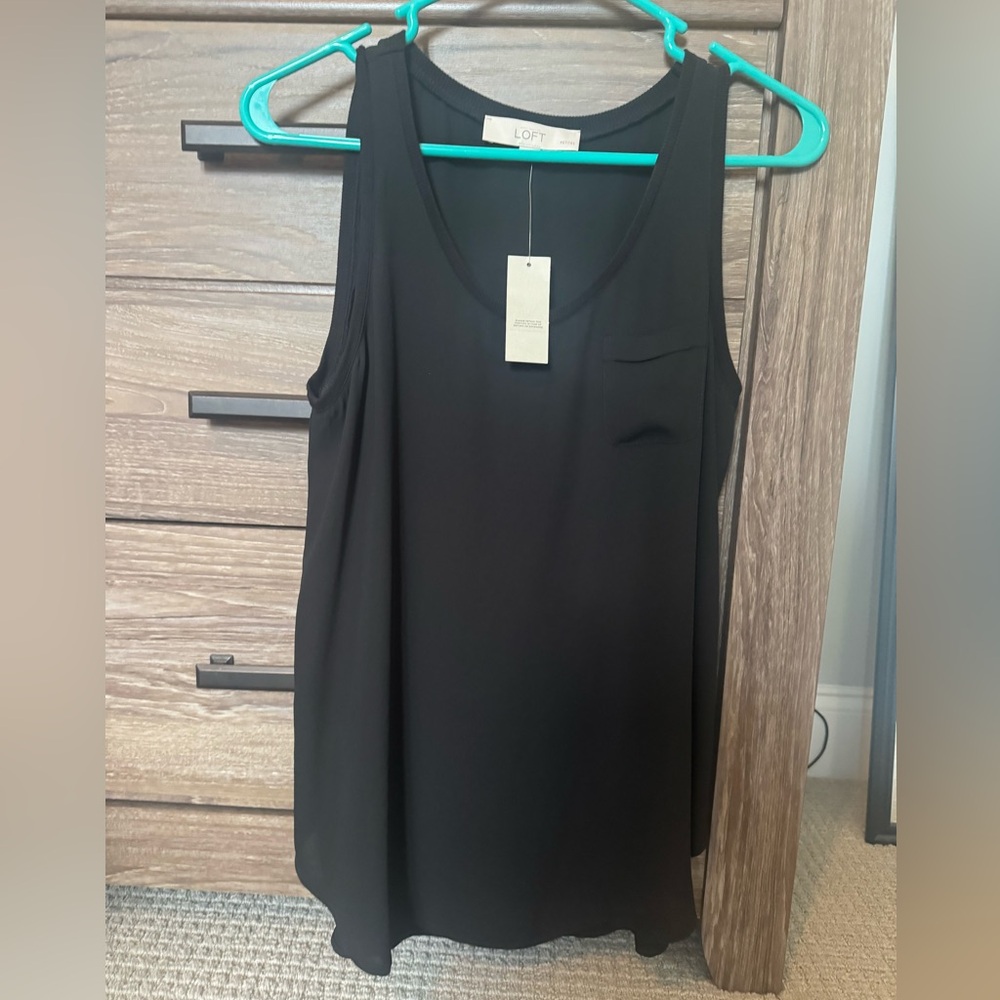 NWT LOFT small petite Black Sleeveless sheer Top
